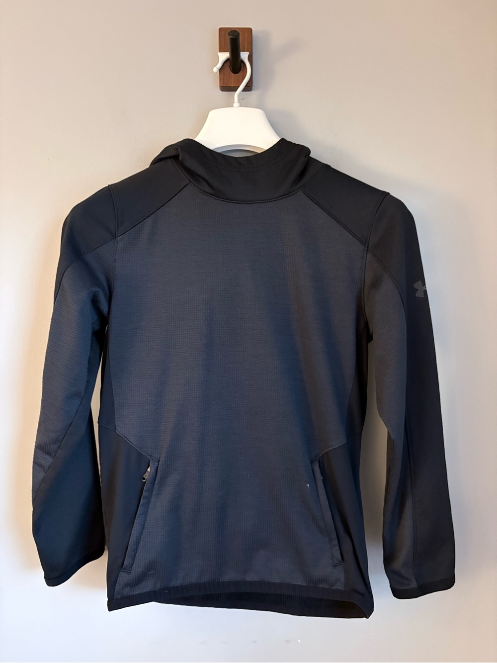 Under Armour ColdGear Reactor Youth Large Pullover Hoodie Black Fleece YLG